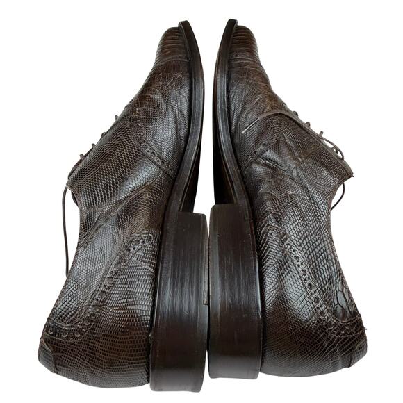 Julio Blanco Brown Lizard Embossed Oxford Dress Shoes 12 - Picture 4 of 8